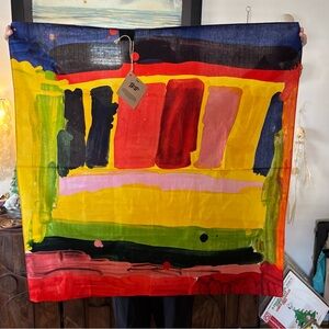 Lush x Atelier Element Present - Rainbow Abstract Cotton Scarf/Wrap - NWT